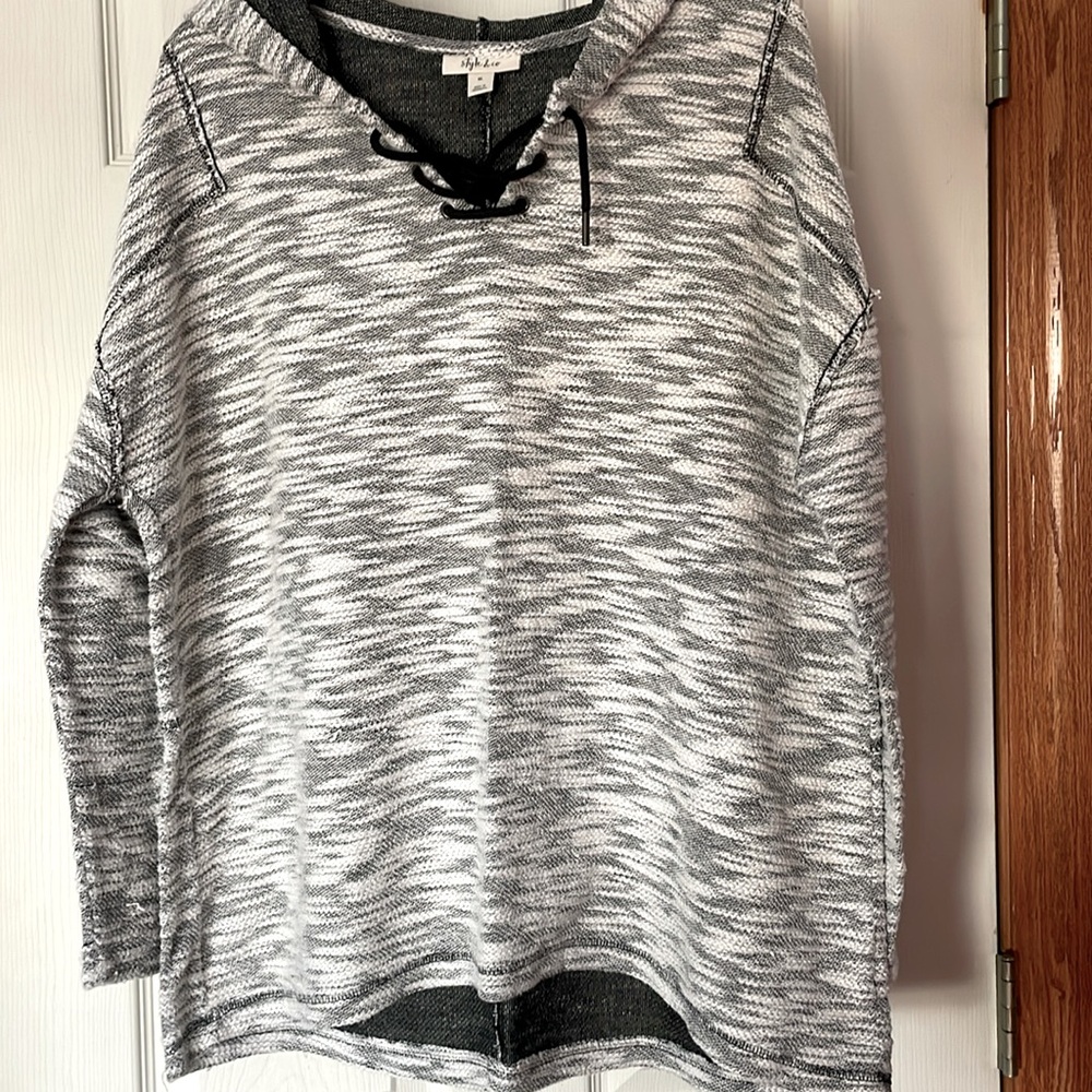 Women's Hoodie. Striped,  drawstring neck size XL